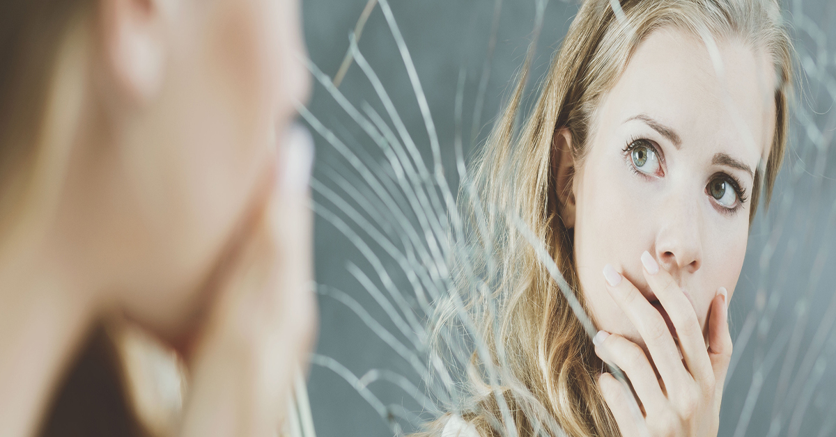 Reflection of scared girl Conjunctio